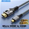 UGOURD Cavo UGOURD da Micro HDMI a HDMI 4K 60Hz 4K@144Hz UHD HDR ad alta velocità con cavo intrecciato per fotocamera Raspberry Pi, laptop, monitor portatile