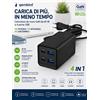 GEMBIRD (欧盟) Caricatore USB GaN 65W 4 Porte, Alimentatore Fast Charger con 2 USB-C Power Delivery + 2 USB-A QC, Caricabatterie da Muro Multiporta per Laptop, MacBook, iPhone, Samsung, Xiaomi, Tablet, Console e