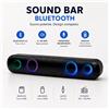 GEMBIRD (欧盟) Gembird Soundbar Bluetooth RGB LED Altoparlante Wireless Stereo Portatile HiFi con Radio FM AUX USB TF Card per TV PC Smartphone Gaming Home Theater