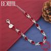 DOTEFFIL Elegante Bracciale in Argento Sterling 925 con Zircone Rosso Ovale da 8 Pollici - Gioiello da Donna per Feste e Matrimoni