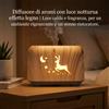 NONE Diffusore di aromi da 150 ml in legno con intaglio a forma di cerbiatto, nebulizzazione a ultrasuoni, luce d'atmosfera con LED a 7 colori ed effetto fiamma, umidificatore per aromi USB.