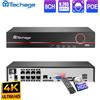 Techage H.265 8CH 4MP 5MP 8MP 1080P 4K POE NVR Audio bidirezionale Sorveglianza di sicurezza NVR Fino a 16CH Per POE Telecamera IP CCTV Video