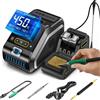 HKOORLAMULS DWS-200 Stazione saldante stagno,200W Saldatore a stagno con 2 Helping Hands,100-450°C,Modalità Valore temperatura+Curva,Standby intelligente,Schermo TFT a colori da 2,8″ (1 punte per saldatore F210)