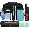 Generic Kit per la pulizia delle fibre - Kit completo di strumenti FTTH con microscopio per ispezione delle fibre, scatola di pulizia e pennello per la pulizia della penna - Strumento di test di rete per una