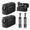 NearStream kit multicamera con tracciamento vocale, 2 telecamere wireless VM33 con microfono lavalier AWM28T e treppiedi ST30, commutazione guidata dall'audio per interviste podcast, webinar e dire