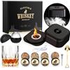 TMEOIIPY Kit elettrico per affumicatore di cocktail con 4 chips di legno e bicchiere per whisky, kit ricaricabile per affumicatore di whisky con accendino, regali di compleanno per uomini, papà