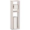 Relaxdays Piantana Portarotolo Carta Igienica Bagno, Parete o Terra, 4 Rotoli Cartaigienica, 70x20x13 cm, Legno, Bianco