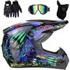 GDAONUDK Caschi da Motocross Per Bambini 8-14 Anni, Casco ATV Per Ragazzi Omologato DOT, con Occhiali, Maschera E Guanti, Per Fuoristrada(CC,M(54-55cm))