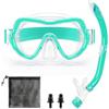 IEEILULU Maschera Snorkeling Bambino5-14 Anni, Comprende Occhialini, Boccaglio, Tappi Impermeabili e Retina - Antiappannamento & Visione Panoramica 180° HD (Blu)