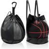 TYFYH 2 pezzi rete per palloni, 1 pallone, borsa da basket, borsa da pallacanestro, borsa da pallacanestro, borsa a rete da pallavolo, rete per calcio, tennis, bambini, adulti