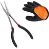 KQDRAVINE Pinza Pesca 28cm con Guanto Destro Antiscivolo, Anti-Morso per la Cattura di Pesci Predatori