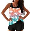 Generico Costume Donna Due Pezzi Triangolo,Costume da Bagno Tankini con Stampa Floreale Reggiseno Imbottito Removibile Regolabile per Una vestibilità Aderente