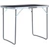 QUAHEAS Tavolo da campeggio con struttura in metallo, pieghevole, 80 x 60 cm, grigio, pieghevole e portatile, in alluminio e MDF, resistente alle intemperie, compatto per esterni, picnic, giardino e