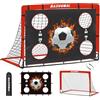 BaseGoal Porte da Calcio per Giardino, Porta da Calcio per 150x120cm, Porticine Da Calcio con Aste In Fibra di Vetro e Reti di Alta Qualità, Bullseye e Borsa per Giardino e Gioco per Interni