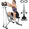 Generic Macchina per squat per palestra domestica, vogatore 2 in 1 con bande di resistenza regolabili, macchina per esercizi con nucleo pieghevole per gambe, glutei, braccia, allenamento cardio