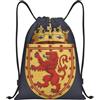 FHIZOAL Royal Lion Crest On Shield coulisse borse impermeabili sport stringa zaini leggeri yoga allenamento nuoto viaggio, Nero , S, Casual