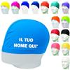 AQASKIN - Cuffia Nuoto Personalizzata - Cuffie in Licra Personalizzabili - Cuffia Piscina Unisex - Personalizzazione con il Tuo Nome - Cuffie Mare (1, Celeste)