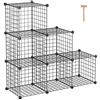 C&AHOME Portaoggetti Wire Cube, 6 - Organizer per cubi Griglie in metallo a C, Scaffali modulari, Scaffali per contenitori, Organizzatore per armadio, soggiorno, 36,6L x 12,4L x 36,6A Nero