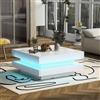 YEHTOKHOME Tavolino quadrato bianco con LED Bluetooth, tavolo da soggiorno, alto lucido, tavolino moderno, 70x70x36 cm (bianco)