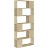 Mhdvray Libreria divisoria in rovere Sonoma, 80 x 24 x 186 cm, libreria sottile in legno con 6 scomparti, scaffale moderno per soggiorno e ufficio