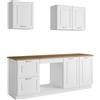 Vente-unique - Cucina completa Con piano di lavoro 200 cm Bianco e le - CELOMIA