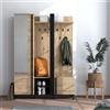 Dmora Mobile da Ingresso Kosuta 135x35x193h cm Marrone Rovere Nodi Specchio Incluso 7 Ripiani, Appendiabiti