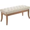 CLP Panca Chesterfield Ramses In Similpelle I Panchina Ingresso Imbottita Capitonné I Panchina Fondo Letto Telaio Legno Chiaro, Colore:crema, Dimensione:100 cm