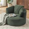 Bladez Poltrona singola rotonda in velluto a coste, moderna senza montaggio, poltrona cloud Corduroy 1 Seat, divano singolo, soffice poltrona relax per soggiorno, camera da letto, verde