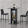 [en.casa] Tavolo Alto da Bar a 3 Ripiani Portabottiglie Tavolo Bistrot da Cocktail con Piano Quadrato per Sala da Pranzo Cucina Cucinotto 70x70x110 cm - Grigio Scuro