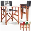 Casaria® Sedie da Regista x2 Pieghevole Legno di Eucalipto Certificato FSC® Braccioli Tessuto Lavabile Altezza di Seduta 46cm Capacità di Carico fino a 160kg Sedie Giardino Esterno