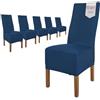 sh SCHEFFLER-HOME LIVE HOMESTYLE SCHEFFLER-Home Coprisedie Lena/Set di 6 Copri Sedie da Pranzo Elastici/Sedie da Pranzo/Coprisedie Elasticizzato in Poliestere con Fascia Elastica/Coprisedie Eleganti, Blu