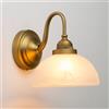 JIMUBEAM Applique da parete a collo d'oca vintage con paralume a globo in vetro bianco Lampada a parete da illuminazione bagno a parete