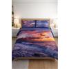 Caleffi Completo Lenzuola Matrimoniale Puro Cotone con Stampa Mare e Tramonto Art Sunset by Carmassi