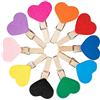Ideen mit Herz Mini mollette in legno con cuori colorati | 100 pezzi | piccole mollette | 3 cm di altezza | ideali per foto su nastro cordoncino, parete fotografica, calendario dell'Avvento,