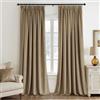 EMEMA Tende a cordoncino semi-oscuranti, isolanti in velluto, 2 pezzi, 140 x 280 cm, tende moderne per soggiorno e camera da letto, tenda spessa in raso termico, beige scuro