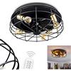 hofstein Ventilatore da soffitto Moscavide, ventilatore in metallo/plastica in nero/ottone, con telecomando, lampada da soffitto con spot orientabili, 4 x E27 IP20, senza lampadina/e