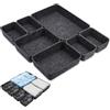 Hejo 7 Pezzi Organizer Cassetti Armadio Feltro,Divisori per Cassetti,Durevole Contenitori Separatori per Cassetti,Organizer Trucchi Cassetti per Uffici Domestici, Armadi di Cancelleria(Grigio Scuro)