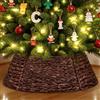 Lanpn Rattan Collana Albero di Natale 106 cm, Cerchio Gonne Albero di Natale Christmas Tree Collar Per Grande Alberi Artificiali Interno - Decorazioni Natalizie (Marrone)