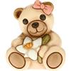 THUN - Bomboniera Teddy con Giglio - Bomboniera Bambina - Bomboniera Prima Comunione - Linea Bomboniere - Ceramica - 5,7 x 4,3 x 5,1 h cm