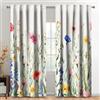 Kzzfqxb 135x229cm floreale Tende a 2 pannelli, Erbe botaniche color crema gialle blu rosa fiori selvatici steli tenda per finestre, elegante decorazione per soggiorno camera da letto sala da pranzo