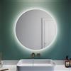 SUNXURY Specchio da bagno rotondo, 80 cm, dimmerabile, rotondo, senza appannamento, con tocco bianco caldo/bianco freddo/bianco neutro
