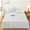 LPHFDCS Vestiletto Matrimoniale Gonna da Letto Tinta Unita da 1 Pezzo con Pizzo Tutto Intorno Copriletto for Tutte Le Stagioni con Volant Vestiletto Balze Elasticizzate(White,1PC 180x200cm Skirt)