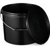 BenBow Secchio con coperchio 10l nero 10x 10 litri - alimenti sicuri, stabile, ermetico, antigoccia, inodore - contenitore in plastica con manico - vuoto