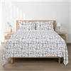 H HANSEL HOME Set di lenzuola in microfibra spazzolata, lenzuolo con angoli regolabile altezza 30 cm, lenzuolo di sopra e federe, per letto da 180 cm, 4 pezzi, 180 x 190/200 cm, linee astratte