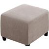 SWJ-swjssb Copri Pouf Fodera Poggiapiedi Rotondo/Quadrato/Rettangolare Copripoggiapiedi Elastico 50x50/40 x 40 Cover Sgabello Copertura Protettiva per Ottomana Covers(Taupe,45x45 cm)