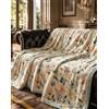 B O S A L O N I Plaid Matrimoniale 200x230 cm BOSALONI HOME - Coperta King Size XXL per Letto e Divano, Morbida e Corposa, Copriletto Decorativo Elegante, Collezione Elegance (Fiori Avorio)