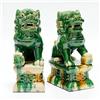 Siunwdiy Statue Cani Foo Cinesi in Ceramica - Coppia di Leoni Guardiani del Tempio, Decorazione Feng Shui, Set Regalo Orientale,Dark Green,4.72 * 7.87in