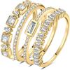 JewelryPalace 1ct Eternity Anello Solitario Donna placcato oro giallo 14K Cubic Zirconia, 4 Anelli Impilabili Donna con Pietra a Taglio Smeraldo, Fedi Nuziali in Oro Matrimonio Set Gioielli Donna 19.5