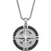 amorili Collana Uomo Rosa dei Venti in Acciaio Inox - Ciondolo Bussola Ø2 cm - Catena Veneziana 50 cm - Stile Nautico Elegante - Idea Regalo Avventura cll2260