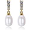 Bellitia Jewelry Orecchini di Perle da Donna in Argento 925, Orecchini Pendenti con Ciondolo di Perla Coltivata d'Acqua Dolce con Diamante Simulato Zirconi, Gioielli Moda Idee Regalo per Donne